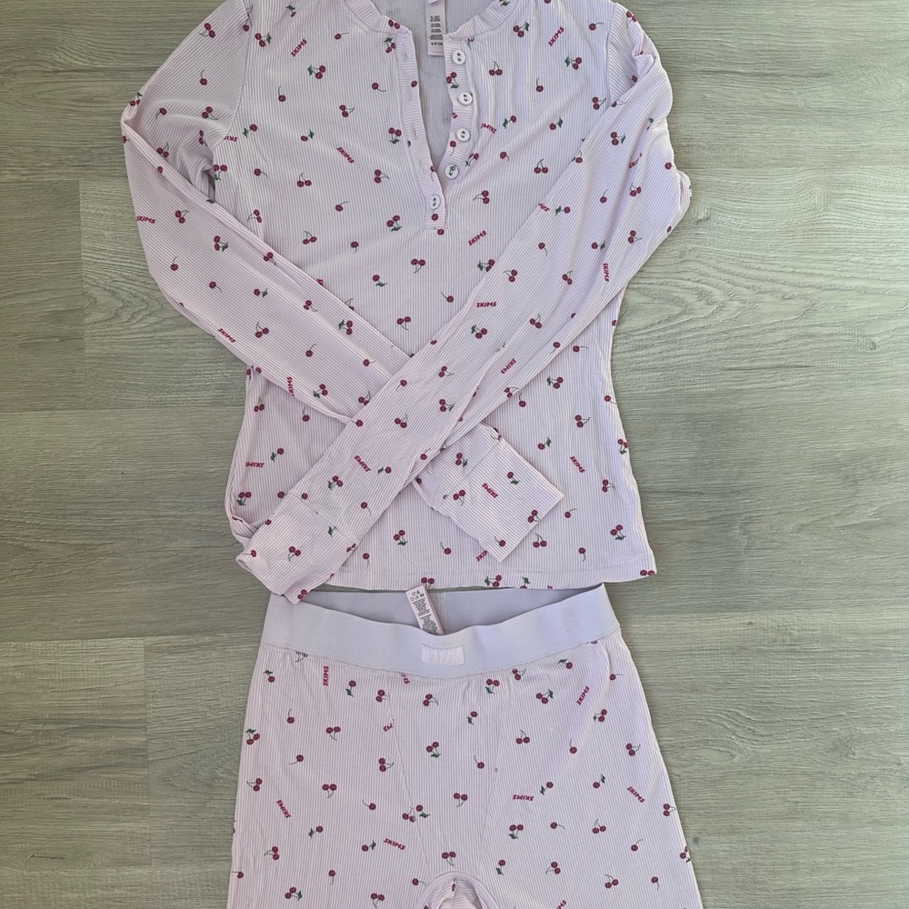 Rare Skims Cherry Print Ribbed Set, Discontinued and never worn